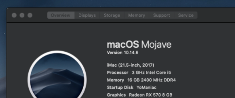 MacOS Mojave - About This Mac screenshot